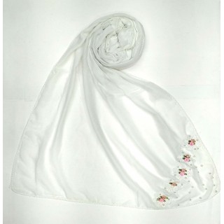 Designer cotton one sided hijab- Milky White